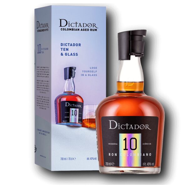 Dictador 10 YO Rum darčekové balenie + pohár 0.7 l